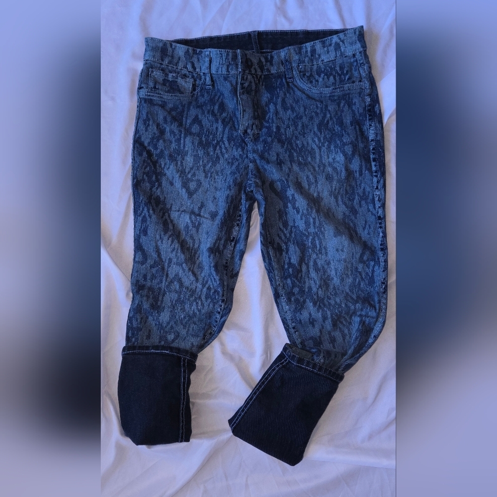 Express Womens Midnight Blue Reversible Jeans Other Side Pattern Denim  JeansY2k